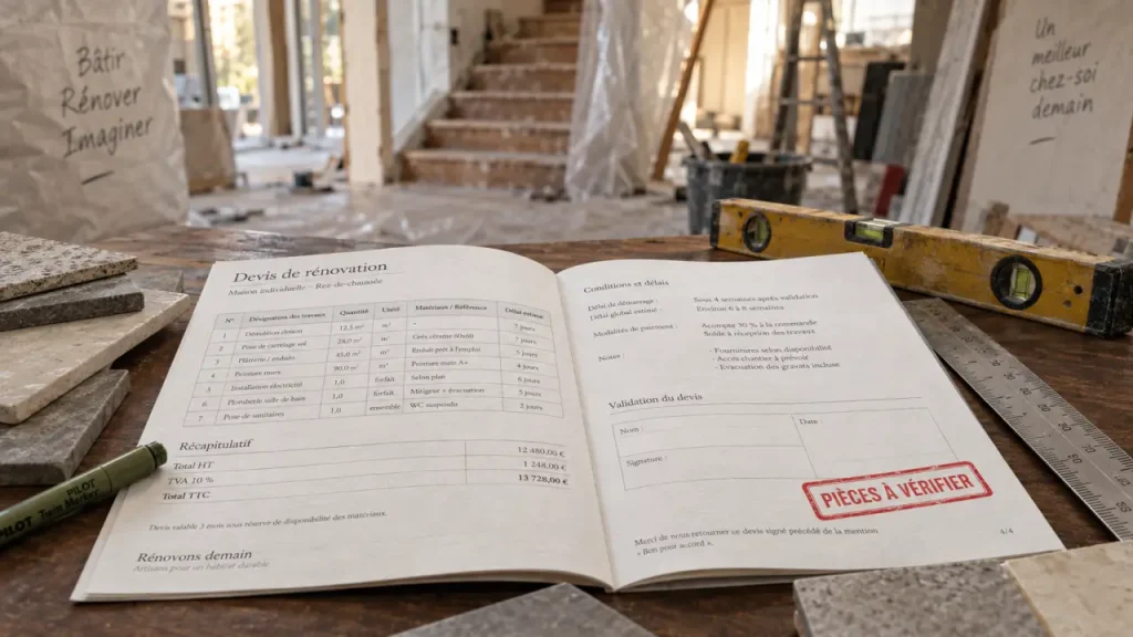 Devis rénovation maison : pièces à vérifier, grilles de postes et matériaux