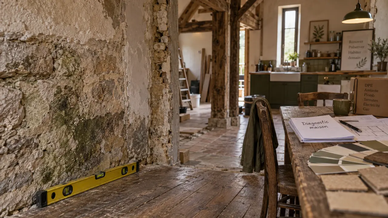 Idée rénovation maison ancienne : intérieur en rénovation, lumière et charme