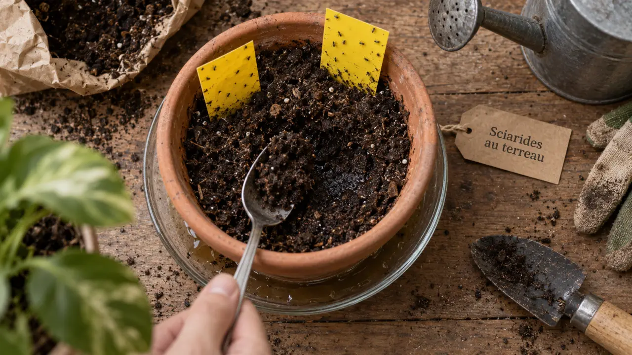 Anti moucherons plantes d intérieur : pièges jaunes contre sciariades au terreau humide