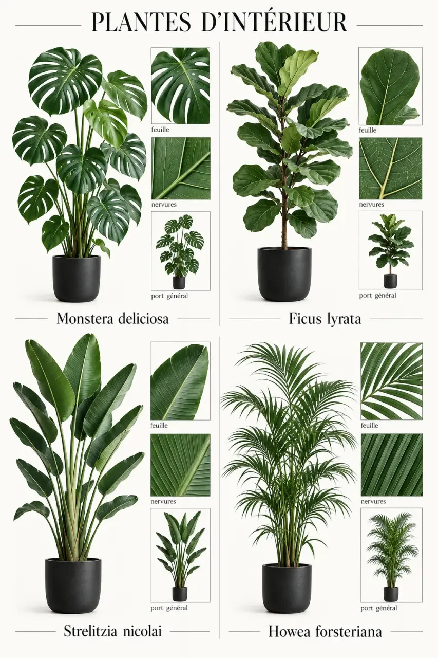 Plantes d intérieur photos et noms : monstera, figuier lyre, strelitzia et kentia